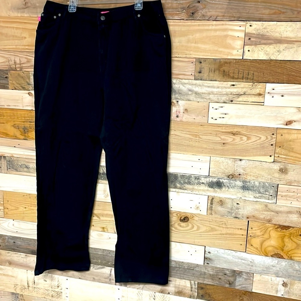 Woman Within size 22T Natural Fit black straight leg pants
